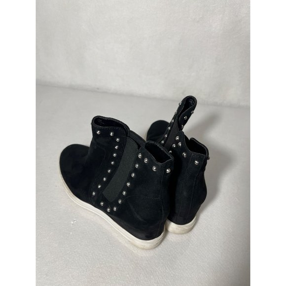 Aldo Shoes Ankle High Heels Black Suede Studded Womens Shoes 8 38.5 Platforms - Picture 7 of 11